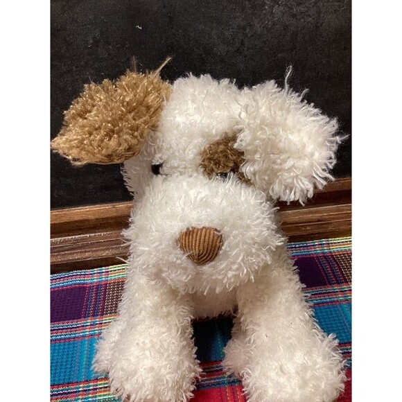 Barnes & Noble Dog Terrier Puppy Plush Cream White Brown Stuffed Animal “Noble” - Picture 2 of 12